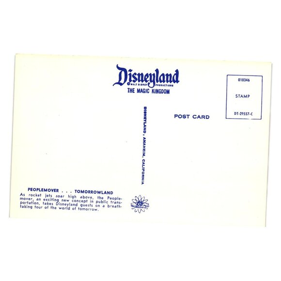 Vintage Disneyland Tomorrowland People Mover Postcard Theme Park People - Picture 2 of 2